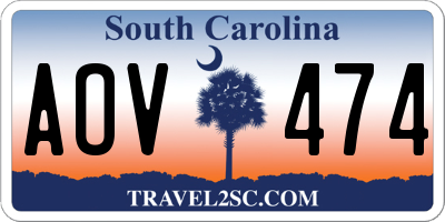 SC license plate AOV474