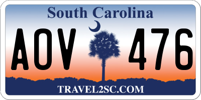 SC license plate AOV476