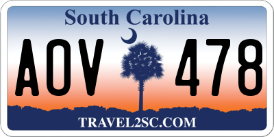 SC license plate AOV478