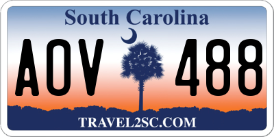 SC license plate AOV488
