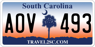 SC license plate AOV493