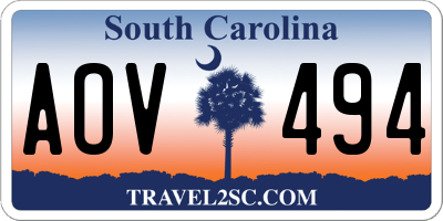 SC license plate AOV494