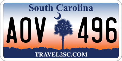 SC license plate AOV496