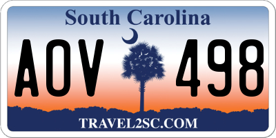 SC license plate AOV498