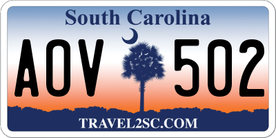 SC license plate AOV502