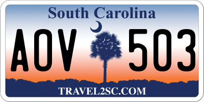 SC license plate AOV503