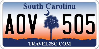 SC license plate AOV505