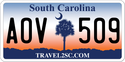 SC license plate AOV509