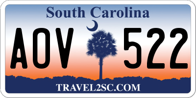 SC license plate AOV522