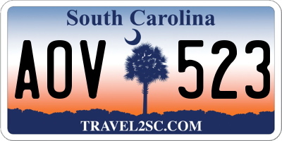 SC license plate AOV523