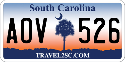 SC license plate AOV526