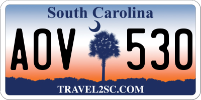 SC license plate AOV530