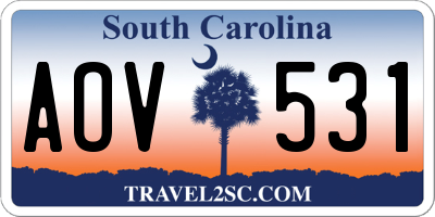 SC license plate AOV531