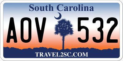 SC license plate AOV532