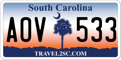 SC license plate AOV533