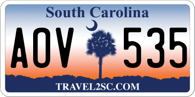 SC license plate AOV535