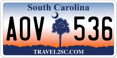 SC license plate AOV536