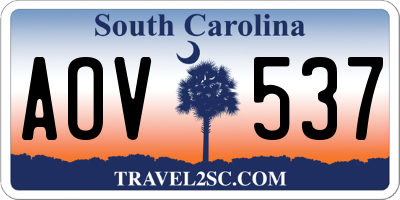 SC license plate AOV537