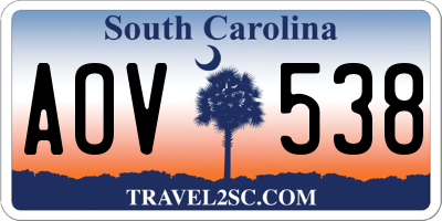 SC license plate AOV538