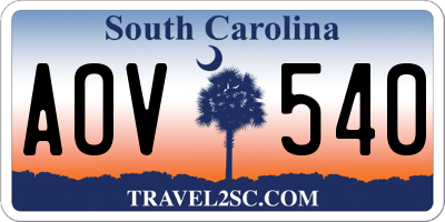 SC license plate AOV540