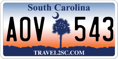 SC license plate AOV543