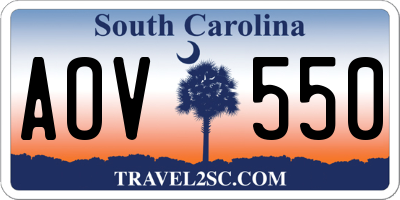 SC license plate AOV550