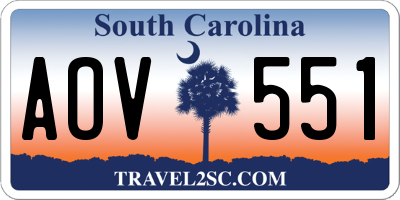 SC license plate AOV551