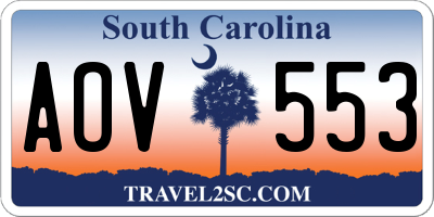 SC license plate AOV553