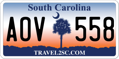 SC license plate AOV558