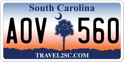 SC license plate AOV560