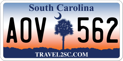 SC license plate AOV562