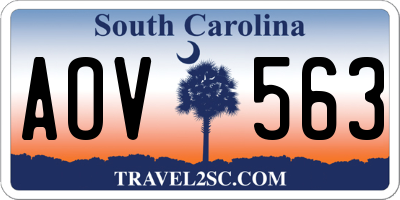SC license plate AOV563
