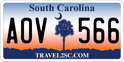 SC license plate AOV566