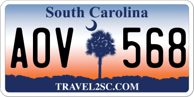 SC license plate AOV568