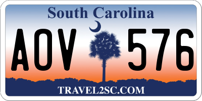 SC license plate AOV576