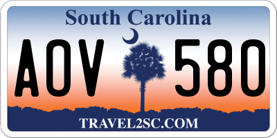 SC license plate AOV580