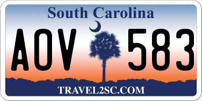 SC license plate AOV583