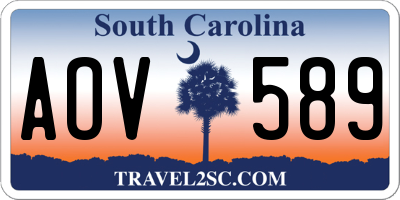 SC license plate AOV589