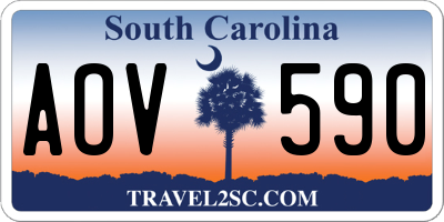 SC license plate AOV590