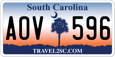 SC license plate AOV596
