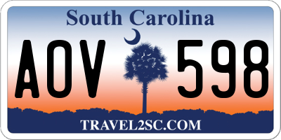 SC license plate AOV598