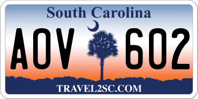 SC license plate AOV602