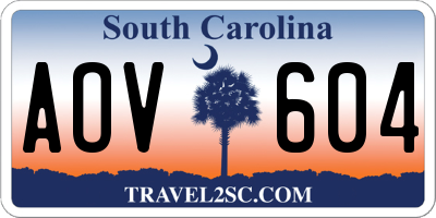 SC license plate AOV604