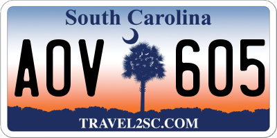 SC license plate AOV605