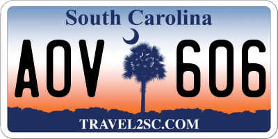 SC license plate AOV606