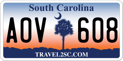 SC license plate AOV608