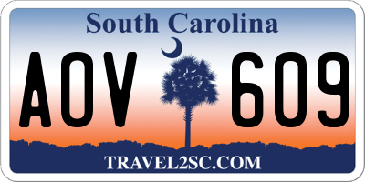 SC license plate AOV609