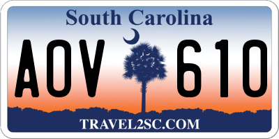 SC license plate AOV610