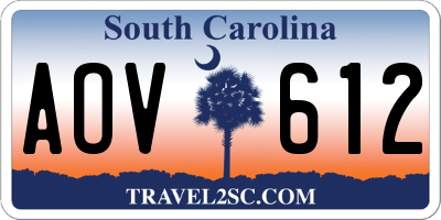 SC license plate AOV612