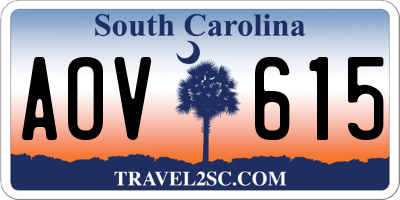 SC license plate AOV615